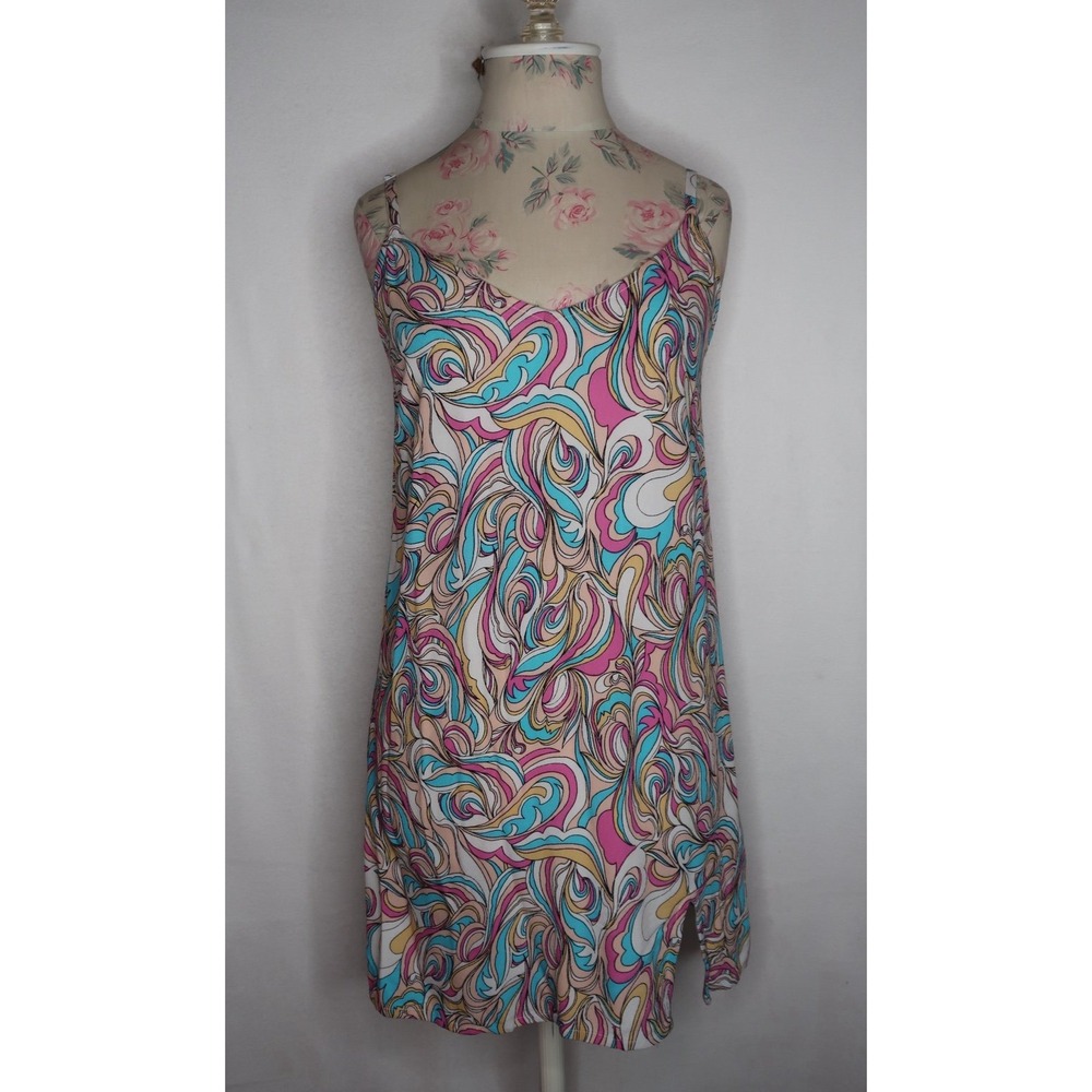 NWT Roxy Womens XS Daytrip Mini Slip Dress Swirly Daze Retro Y2K Pink Paisley